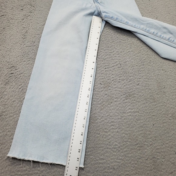 Zara Jeans Womens 9 Blue Denim High Rise Adjustable Waist Frayed Hem Wide Leg - Picture 3 of 7